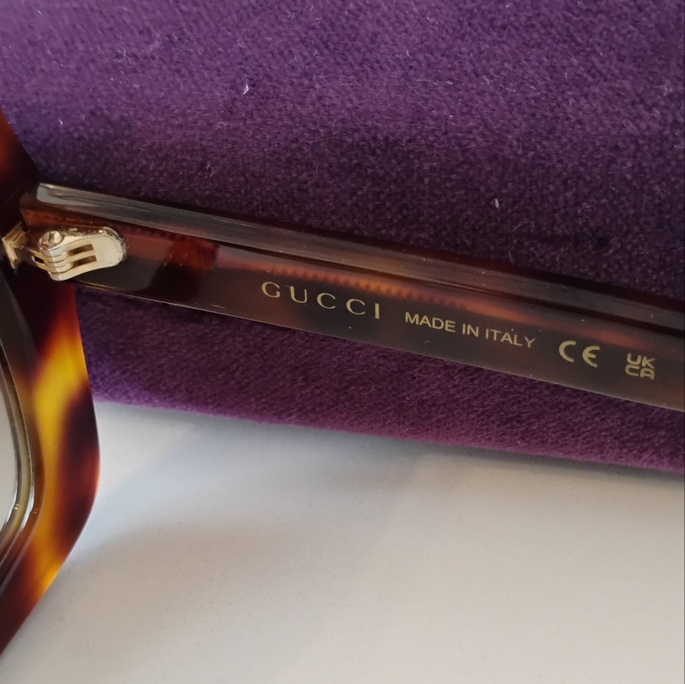 NWT Gucci Sunglasses (53-25-145) Havana Tortoise Shell Square - Picture 13 of 15